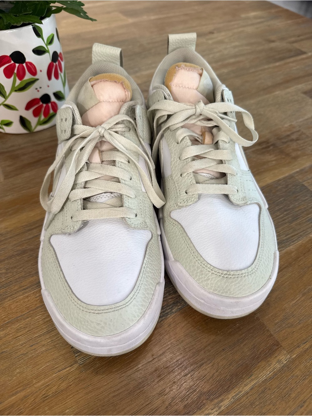 Nike Dunk Disrupt Low Sea Glass White/Beige Leather Lace Up Sneaker Size 11.5 - Picture 2 of 7